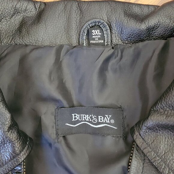 Burks Bay Mens 3XL Black Leather Jacket With NRA Embroidery Genuine Leather - Picture 4 of 11